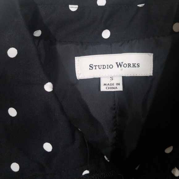 Studio Works Polka Dots Zippered Black Jacket.  Size S - Picture 8 of 8